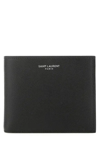 Saint Laurent Pebble-grain Leather Billfold Wallet In Black