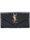 Saint Laurent Black Monogram Grain De Poudre Large Wallet In Black