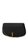 Saint Laurent Voltaire Ysl Monogram Wallet On Chain In Grained Leather In Black