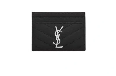Saint Laurent Cassandre Leather Cardholder In Black