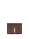 Saint Laurent Lambskin Card Holder In Brown