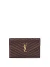 Saint Laurent Wallet With Shoulder Strap In Burgundy