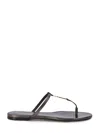 Saint Laurent Cassandra Leather Ysl Thong Sandals In Metwalnut
