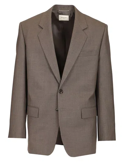Saint Laurent Grey Wool Blazer In Gray