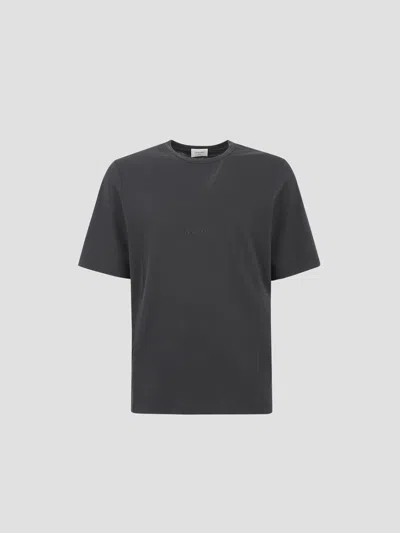 Saint Laurent Washed Cotton T-shirt In Noir Blanchi