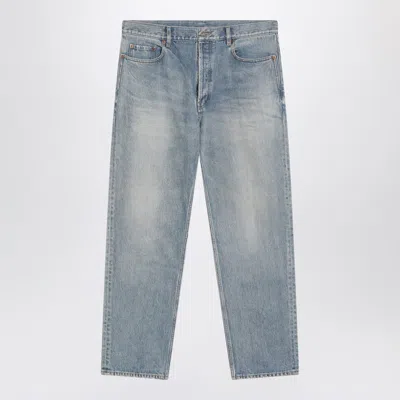 Saint Laurent Washed-effect Straight-leg Jeans In Blue