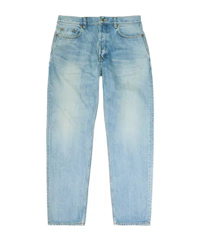 Saint Laurent Wash-treated Tapered Jeans In Blue