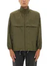 Saint Laurent Modern Jacket With Drawstring And High Collar In Green