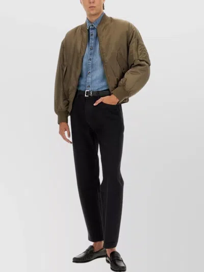 Saint Laurent Water Resistant Bomber Jacket Design In Brown