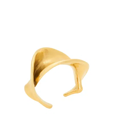 Saint Laurent Wavy Cuff In Metal In Gold
