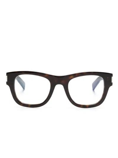 Saint Laurent Wayfarer-frame Glasses In Brown