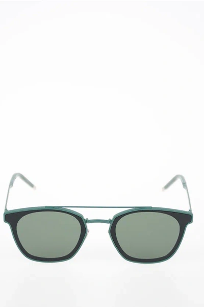 Saint Laurent Wayfarer Sunglasses With Metal Frame And Double Bridge Desig In Green