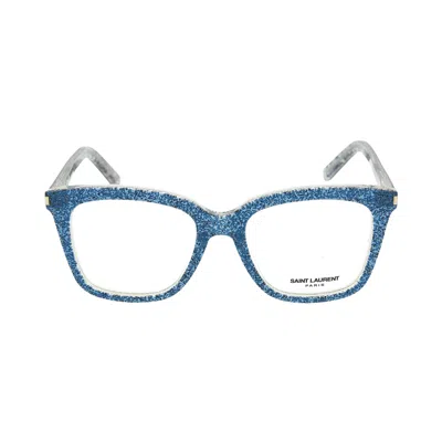 Pre-owned Saint Laurent Wayfarer-style Optical Glasses 'blue Blue Transparent' | Women's Size Onesize