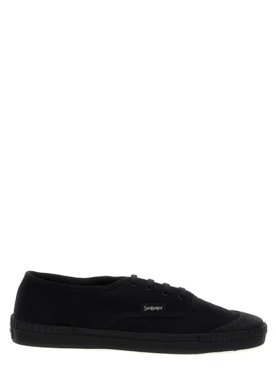 Saint Laurent Canvas Low-top Sneakers In Black