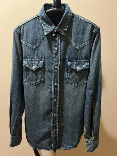 Pre-owned Saint Laurent Western Denim Shirt In Blue
