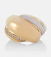 Saint Laurent Whirlwind Crystal-embellished Ring In Crystal/gold+palladium