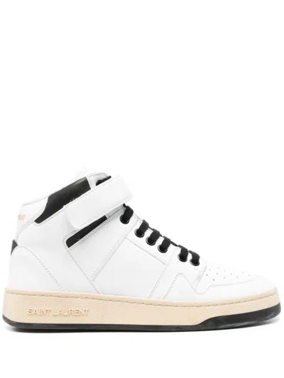 SAINT LAURENT SAINT LAURENT WHITE AND BLACK LEATHER SNEAKERS