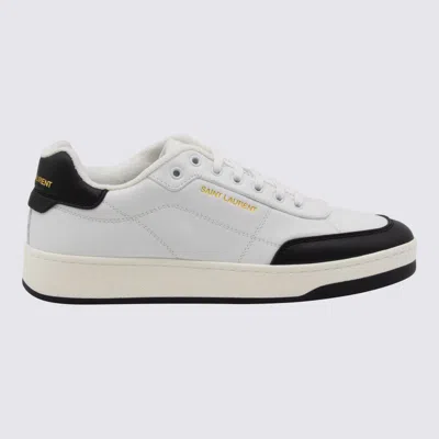 Saint Laurent White And Black Leather Sneakers In Multi