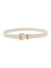 Saint Laurent White Belt With Cassandre Logo Buckle In Leather Woman