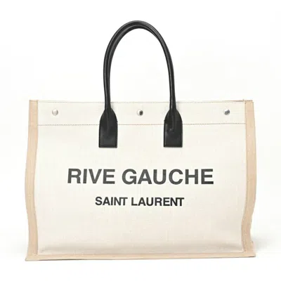 Pre-owned Saint Laurent White Canvas Tote Bag ()