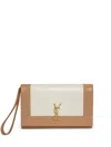 Saint Laurent Cassandre Two-tone Leather Pouch In White