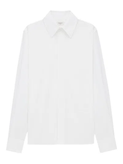 SAINT LAURENT WHITE CLASSIC COLLAR POPLIN SHIRT