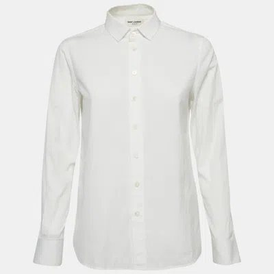 Pre-owned Saint Laurent White Cotton Long Sleeve Shirt M