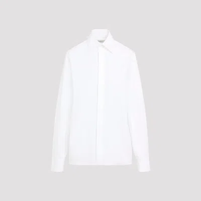 Saint Laurent Striped Cotton Poplin Shirt In White