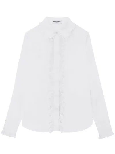 Saint Laurent White Cotton Shirt For Women