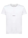 Saint Laurent Basic White T-shirt With Miiddle Logo Print In Cotton Woman