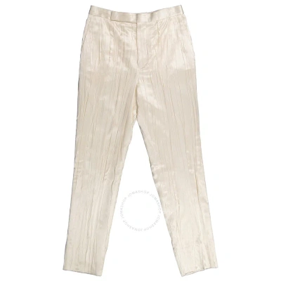 Saint Laurent White Crinkle-effect Tailored Trousers