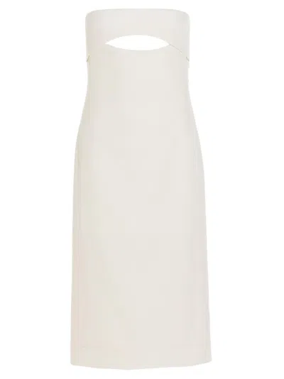SAINT LAURENT WHITE CUT-OUT MIDI DRESS