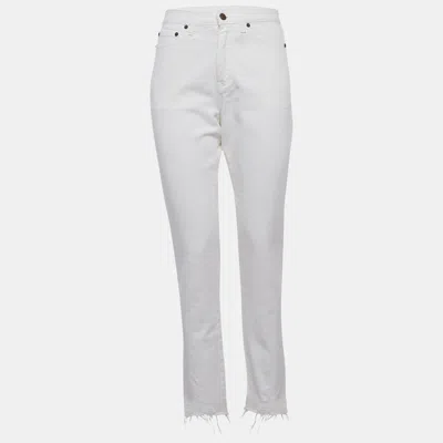 Pre-owned Saint Laurent White Denim Mid-rise Jeans S/waist 27"