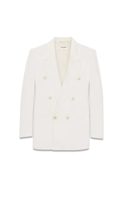 Saint Laurent White Double-breasted Jacket For Women