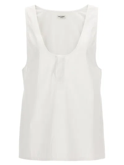 SAINT LAURENT WHITE HENLEY TANK TOP