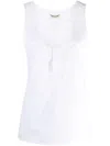 Saint Laurent Paris Women Canotta Henley In Popeline Di Cotone In White