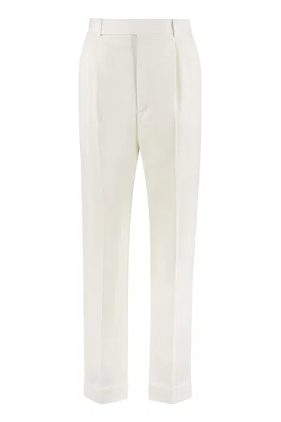 Saint Laurent White High-waisted Tailored Trousers For Women