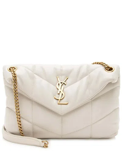 Saint Laurent White Lambskin Monogram Puffer Loulou Small Shoulder Bag  (authentic Pre-loved)