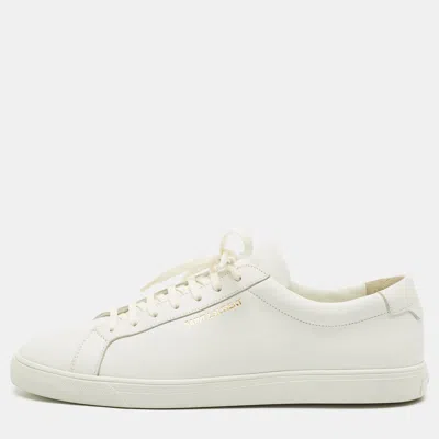 Pre-owned Saint Laurent White Leather Andy Sneakers Size 45.5