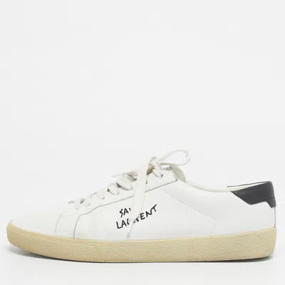 Pre-owned Saint Laurent White Leather Court Classic Low Top Sneakers Size 44.5