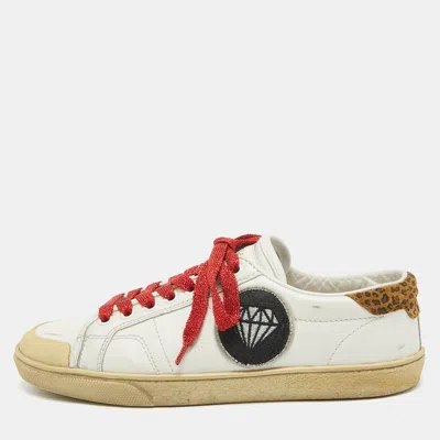 Pre-owned Saint Laurent White Leather Court Classic Sneakers Size 37