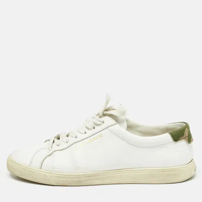 Pre-owned Saint Laurent White Leather Court Classic Sneakers Size 40
