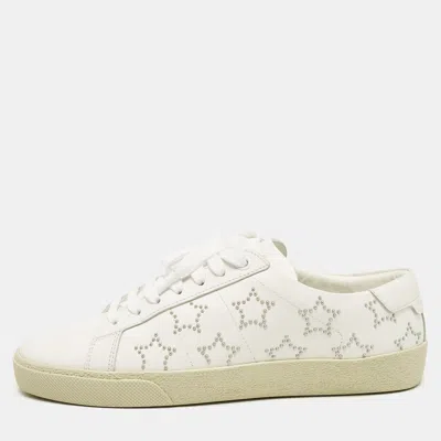 Pre-owned Saint Laurent White Leather Court Classic Star Low Top Sneakers Size 37.5