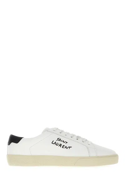 Saint Laurent White Leather Court Sl/06 Sneakers In Multi