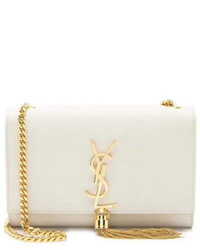 Saint Laurent Monogramme Kate Small Textured-leather Shoulder Bag In White