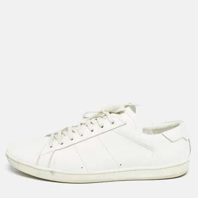 Pre-owned Saint Laurent White Leather Lace Up Sneakers 45