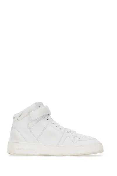 Saint Laurent Lax Trainers In Washed-out Effect Leather In White
