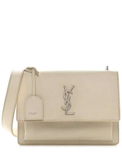 SAINT LAURENT SAINT LAURENT WHITE LEATHER MEDIUM MONOGRAM SUNSET DOVE (AUTHENTIC PRE-LOVED)