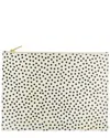 Saint Laurent White Leather Polka Dot Zipped Clutch Bag (authentic Pre-loved) In Multi