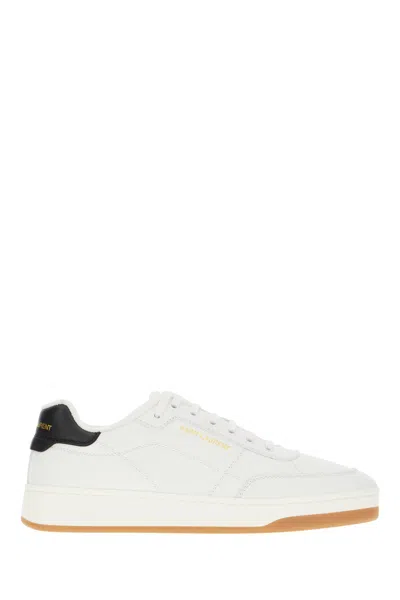 Saint Laurent White Leather Trainers In Blanc Optique Nero